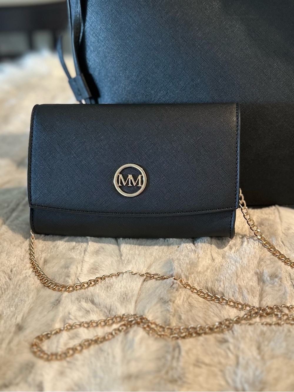 Marilyn Monroe Black Crossbody Clutch with Gold Chain